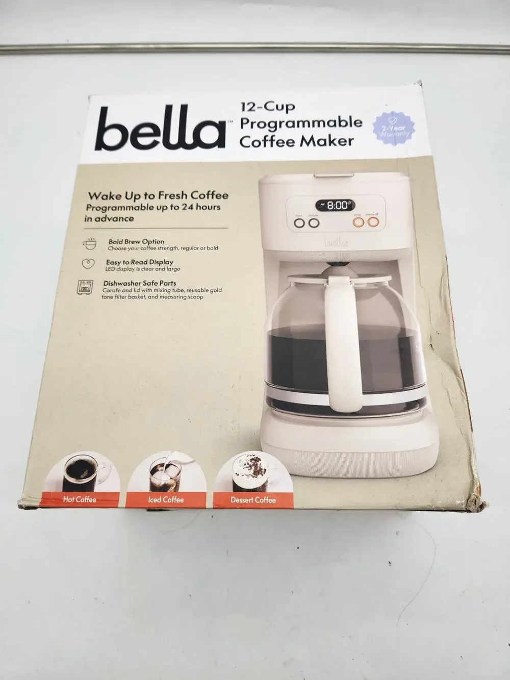 Bella 12-Cup 900 Watt Programmable Coffee Maker Oatmilk Open Box